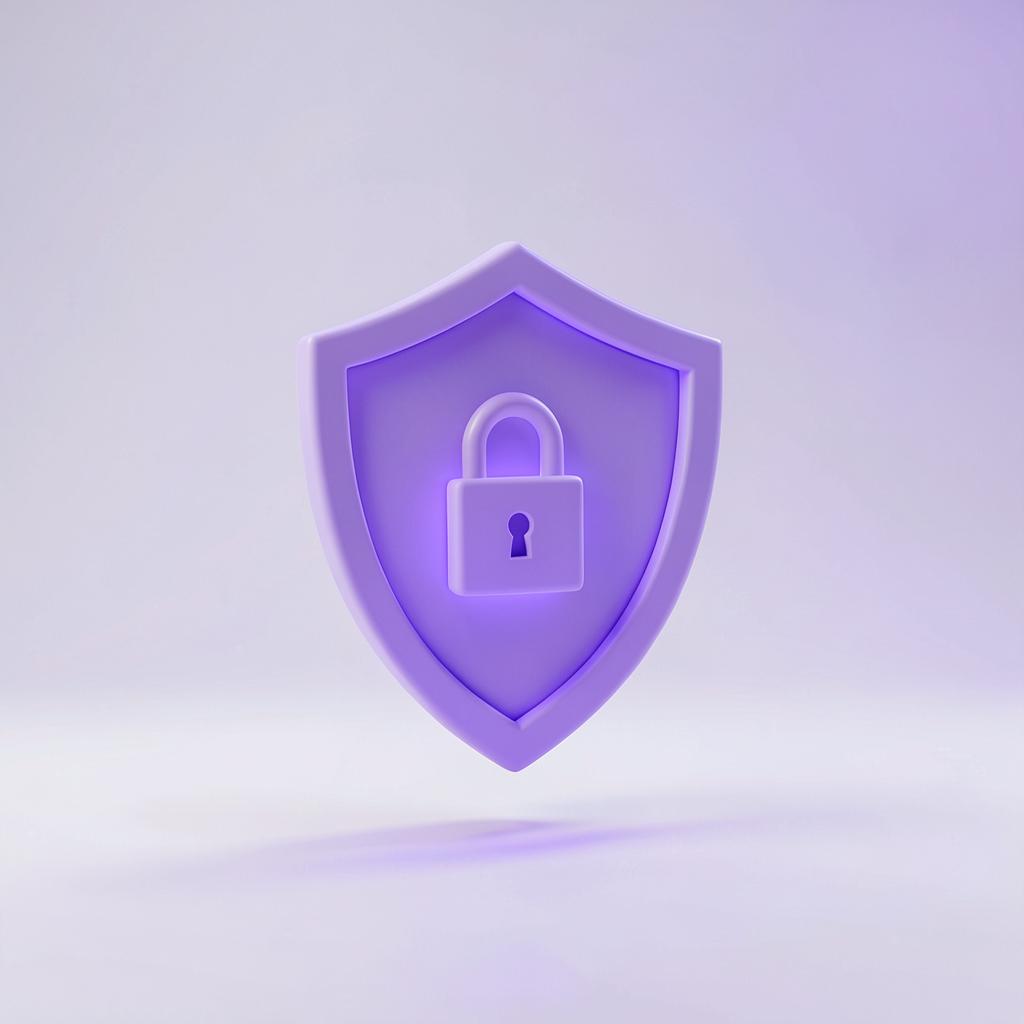 Escudo roxo com cadeado representando a proteção do site